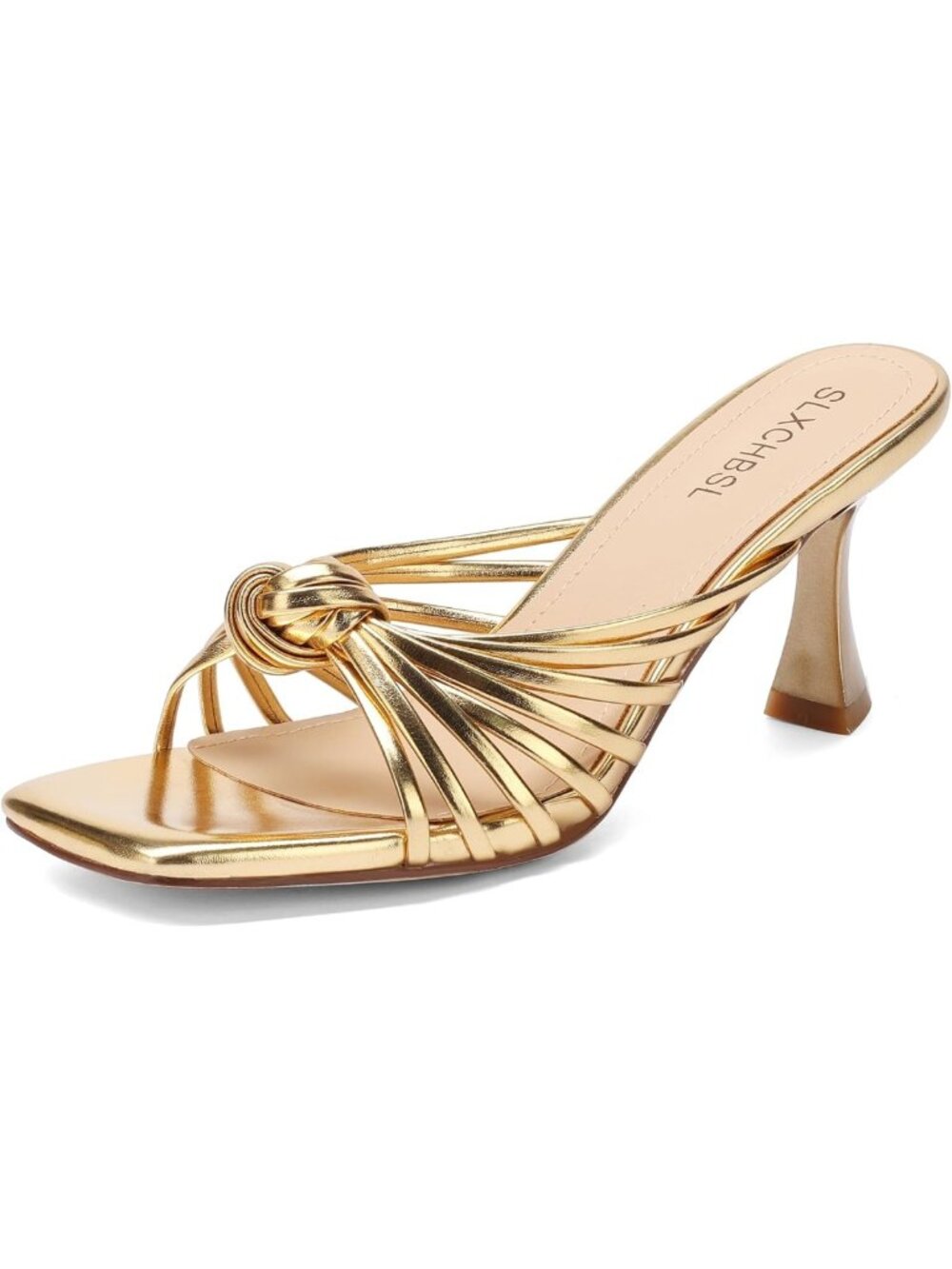 Chic Slip-On Kitten Heels, Square Toe Knotted Sandals for Women - Stylish